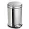 Simplehuman 4.5 Liter/1.2 Gallon Round Bathroom Step Trash Can, Polished Stainless Steel CW1851 - alternate 1